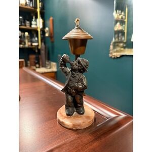 Vintage 1940s Figural Oil Lamp | Drinking Man on Onyx Base | Brass Reservoir